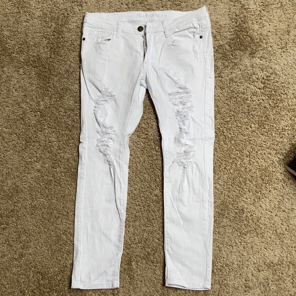 White Distressed Skinny Jeans - Picture 1 of 3